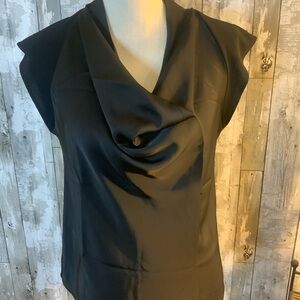 DKNY Elegant Black Draped Blouse. Size XS